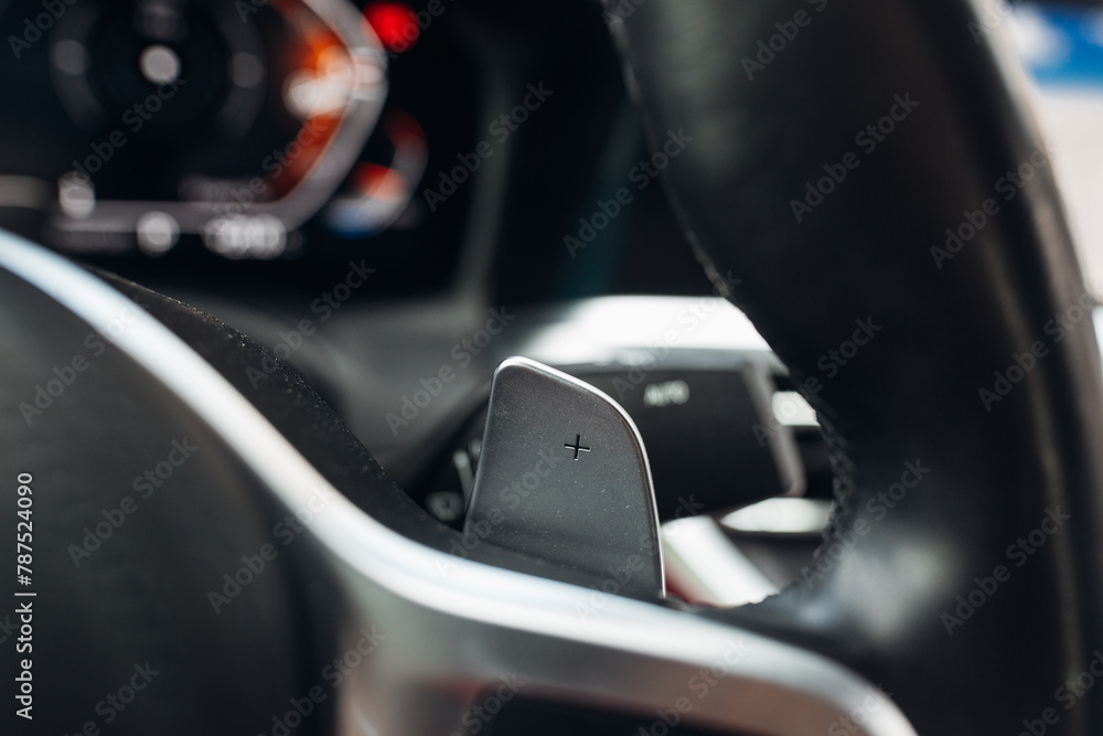 Wall mural Lobes of the gear selector on the steering wheel