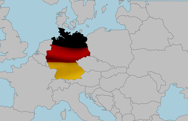 Map of Germany in the colors of the national flag