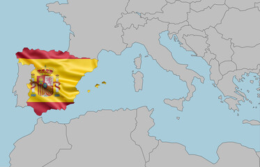 Map of Spain in the colors of the national flag