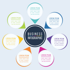 Infographic circle design 7 Steps, objects, elements or options information business infographic template
