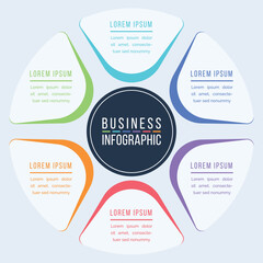 Infographic circle design 6 Steps, objects, elements or options information business infographic template