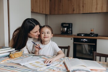 Mother and Daughter Studying Together