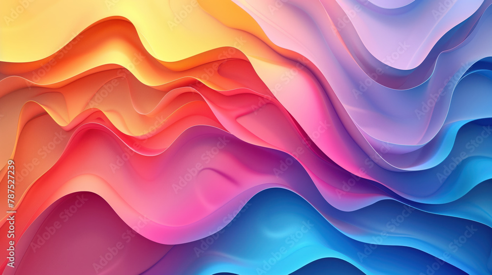 Aufkleber bright wave-like abstract shapes in a color transition. abstract background with rainbow color trans