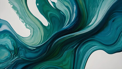 "Fluid Teal Watercolor Painting in Blue and Green Tones"
