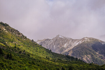 Cerro Catedral, main ski center in Argentina. Bariloche Route 40, autumn winter season with orange, yellow and green colors. Argentine Patagonia