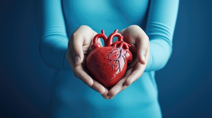 Woman Holding Model of Human Heart in Hands