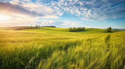 Fototapeta premium Countryside field, sunny day in the countryside