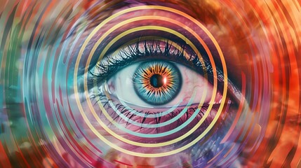Eye Looking Through Circles Swirl Artistic Psychedelic Imagery (Generative AI)