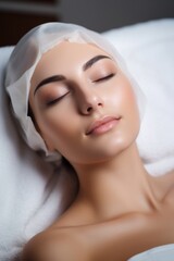 Obraz na płótnie Canvas woman in spa salon working with facial skin Generative AI
