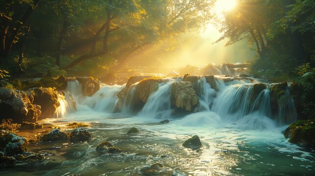 season change of the forest at waterfall , Mae ya waterfall,Chaing mai ,Thailand