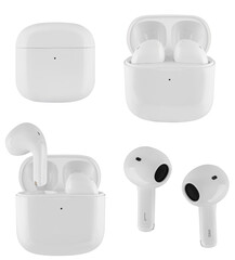 Wireless acoustic headphones, phone accessory, on white background