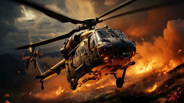 Military combat helicopter for war, aviation for combat operations