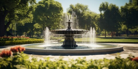 Fototapeta na wymiar fountain in the city park Generative AI