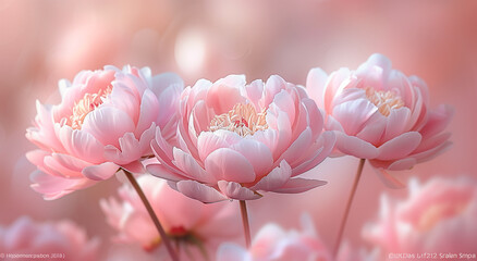 Exquisite spring background with beautiful pink peonies. templates for poster, invitation, card, banner.