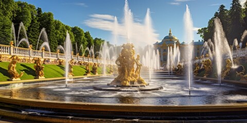 fountain in the city park Generative AI - obrazy, fototapety, plakaty