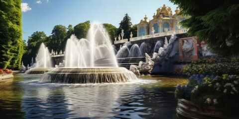 fountain in the city park Generative AI - obrazy, fototapety, plakaty