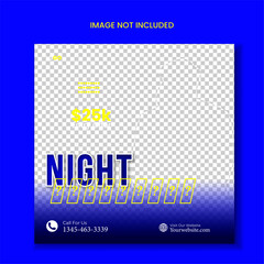 Obraz premium Night banner for social media post template, DJ night flyer post design template, Music party banner template for social media post, flyer and web banner