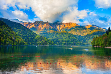 Lake Ritsa panoramic view, Abkhazia