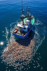 catching seafood in the ocean on boats Generative AI