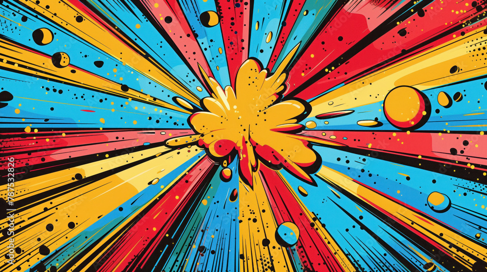 Aufkleber abstract artistic explosion in bright colors. abstract bright background with rays. starburst in pop