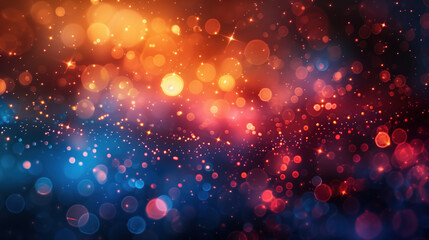 Sparkling bokeh lights in red and blue tones. Festive bokeh glow on a dark background.