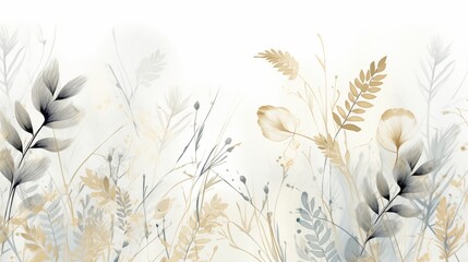 Light light illustration of nature, plants, dried flowers in pastel colors.