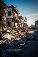 destroyed city buildings from earthquake Generative AI