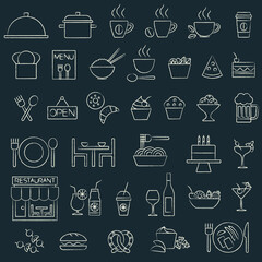 Hand-drawn restaurant menu elements on blackboard 2