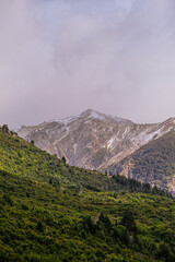 Cerro Catedral, main ski center in Argentina. Bariloche Route 40, autumn winter season with orange, yellow and green colors. Argentine Patagonia