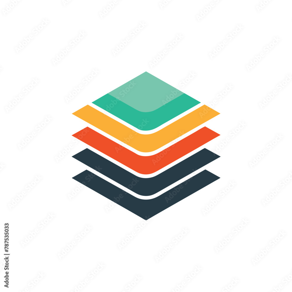 Poster a pile of books neatly arranged on a plain white surface, abstract layers logo design vector templat