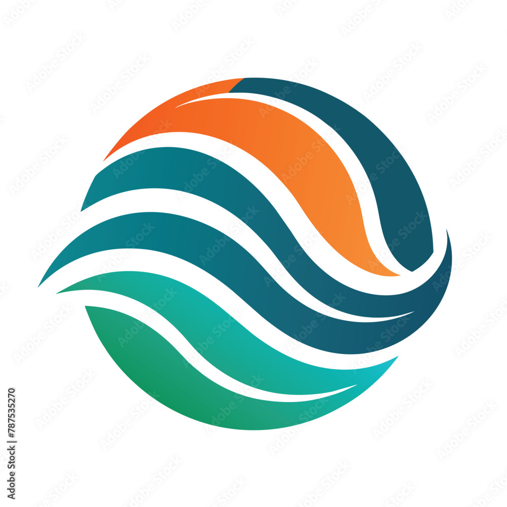 Poster logo for a water company with an abstract wave pattern symbolizing renewable energy, abstract wave p