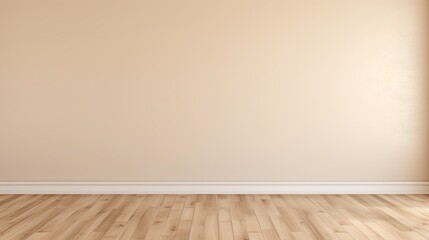 Idea of a white empty scandinavian room interior with wooden floor and large wall and white landscape in window. Home nordic interior. 3D illustration