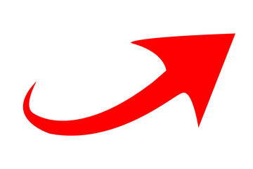 red arrow curve graph isolated on transparent background