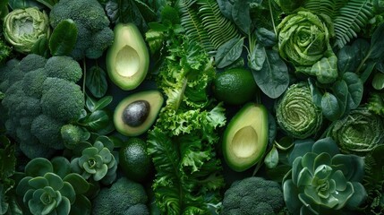 Green Vegetables and Avocado Category - obrazy, fototapety, plakaty