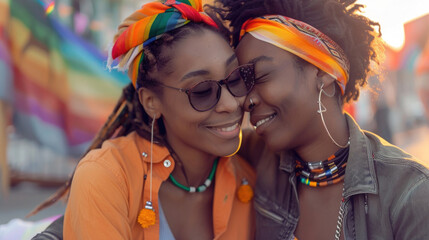 Two women with joyful expressions embracing tightly in a warm hug