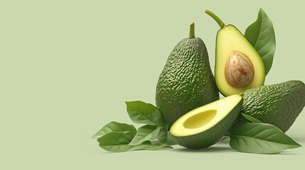 Avocado on a light green background