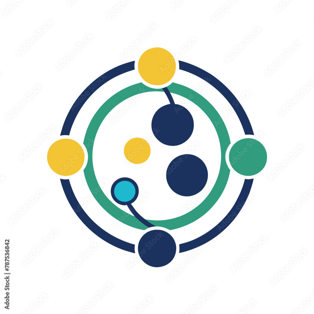 Poster people standing in a circular formation, a logo utilizing circles and dots to convey the idea of coo