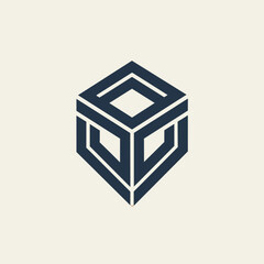 Obraz premium A black and white logo featuring a simple cube design with clean lines and minimalist style, A logo with a minimalist font and a subtle graphic element
