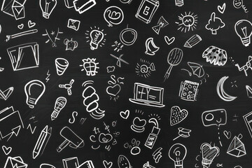 Blackboard doodles Seamless Pattern, Generative AI