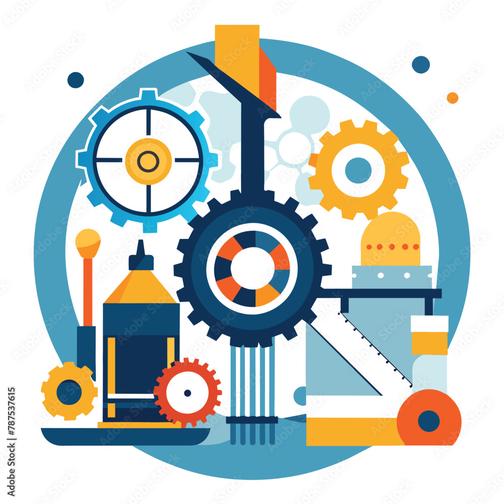 Poster a clock featuring intricate gears, showcasing a blend of mechanics and timekeeping, a minimalist int