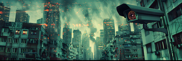 The Dystopian Vision: An Orwellian Interpretation of Modern Society - obrazy, fototapety, plakaty