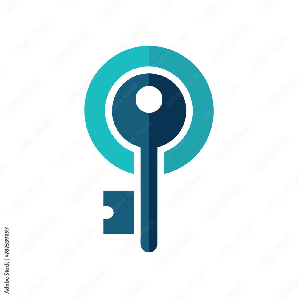 Poster the letter p enclosed in a circle, with a key inside, symbolizing simplicity and security, a minimal