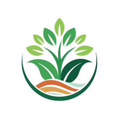 A green leaf logo set against a white background, showcasing a minimalist design, A minimalist representation of a lush, flourishing garden in a sleek, contemporary design