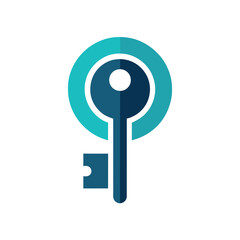 The letter P enclosed in a circle, with a key inside, symbolizing simplicity and security, A minimalist representation of a virtual library or e-learning hub