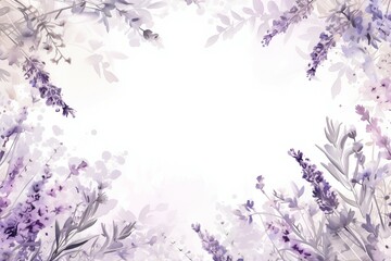 Floral Frame, Watercolor Purple lavender, Invitation Design with Copy Space