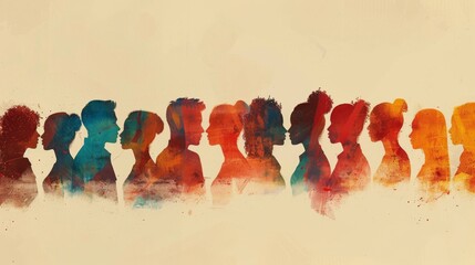 A creative collage of silhouette profiles showing the diversity of individuals in vibrant colors.