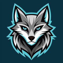 Fototapeta premium A close-up view of a wolfs head, featuring piercing blue eyes, An abstract interpretation of a wolf's eyes in a minimalist style