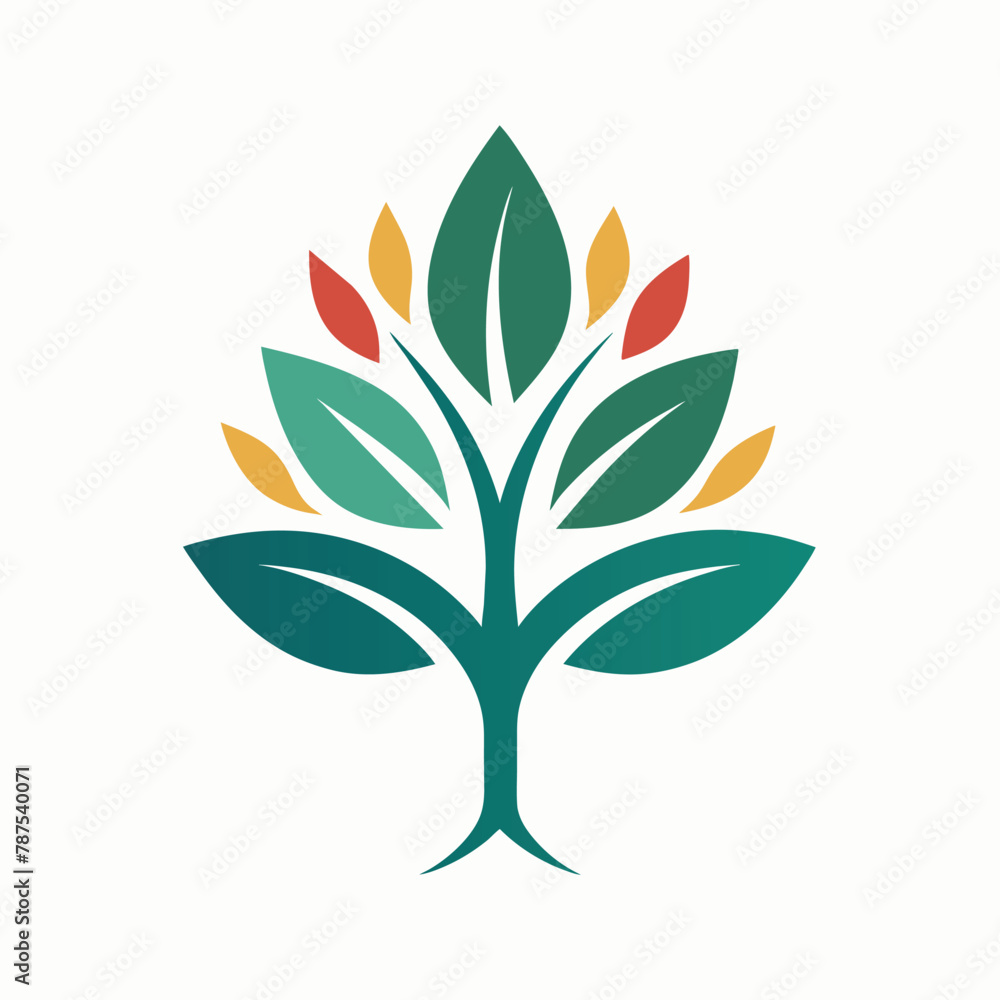 Poster a green and red leaf logo displayed against a clean white backdrop, an artistic representation of a 