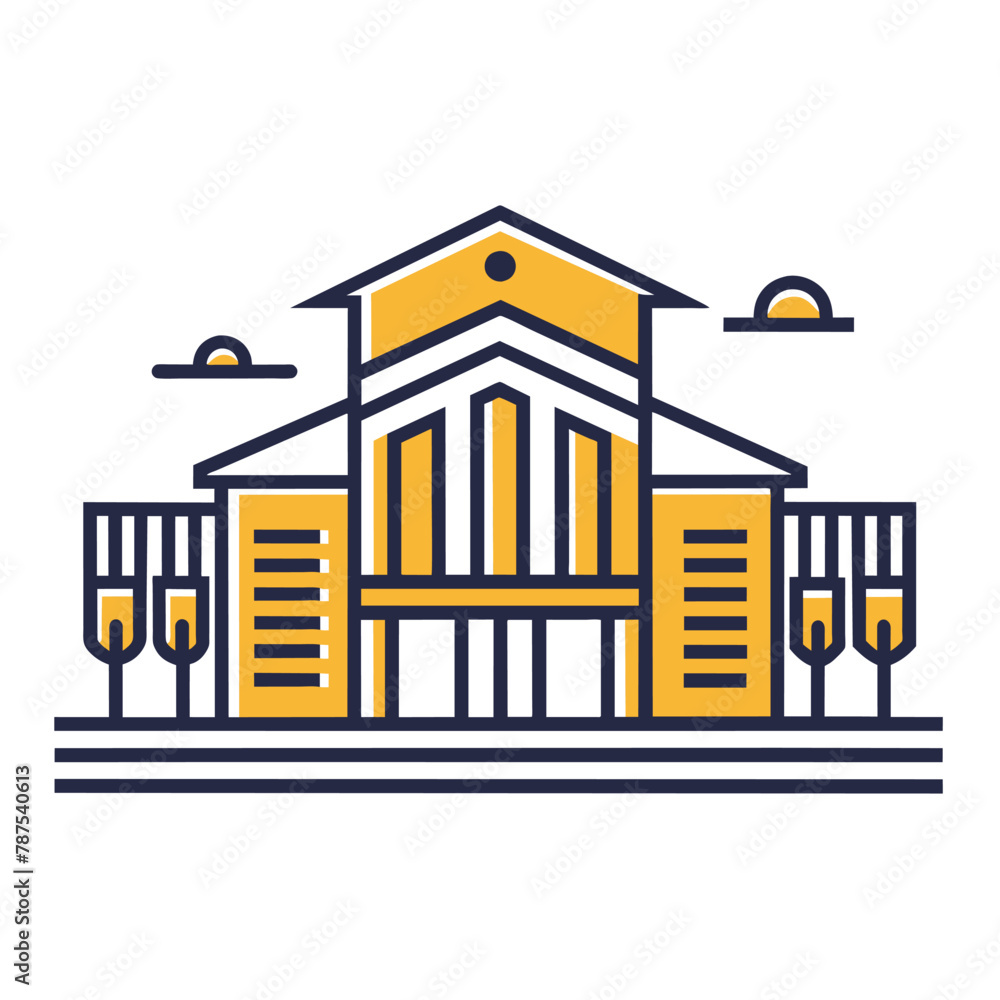 Poster a building featuring a prominent clock on its rooftop, showcasing the time and adding to the archite