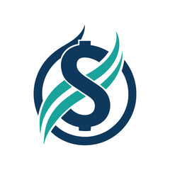 A modern logo featuring the letter S in blue and green colors on a stylized design, A sleek and modern logo featuring a stylized dollar sign for a financial advisory business